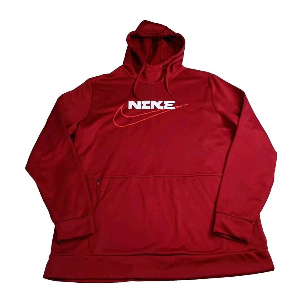 Nike Therma Fit Hoodie Men's XL‎ XLarge Red Pullover 100% Polyester DD1766-690